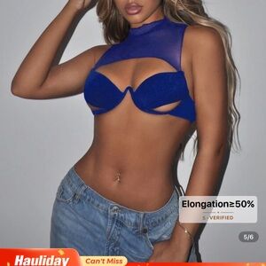 SHEIN Royal Blue Cutout Crop Top